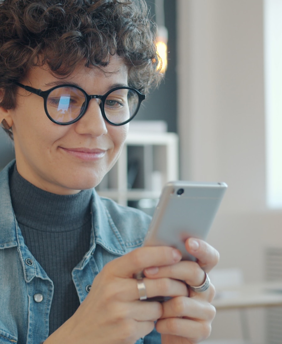 Woman checking her health app